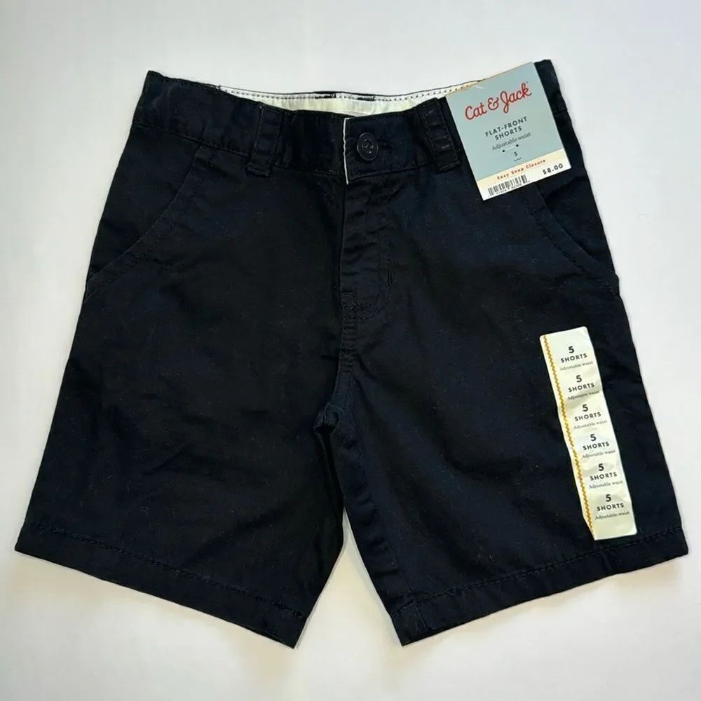 Cat & Jack Boys Black Adjustable Waist Flat Front Shorts Size 5